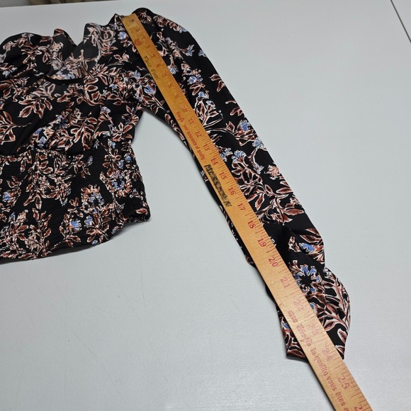 Free People Santiago Women Floral Smocked Top Size Small Long Sleeve Boho Grunge - Picture 11 of 12